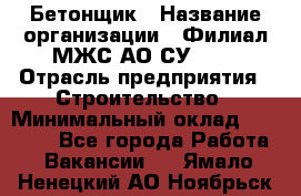 Бетонщик › Название организации ­ Филиал МЖС АО СУ-155 › Отрасль предприятия ­ Строительство › Минимальный оклад ­ 40 000 - Все города Работа » Вакансии   . Ямало-Ненецкий АО,Ноябрьск г.